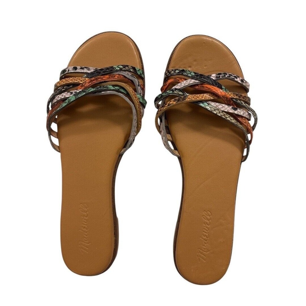 Madewell The Tracie Crisscross Slide Sandal in Snake Embossed Leather Women's 7